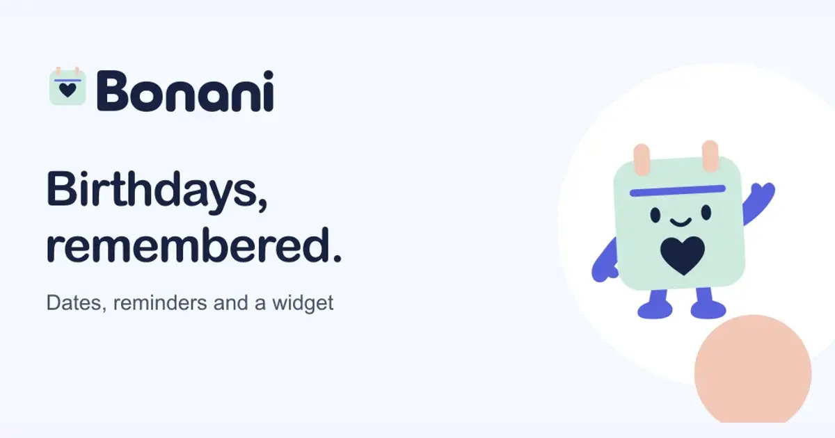 Bonani birthday organizer with dates, reminders and a widget