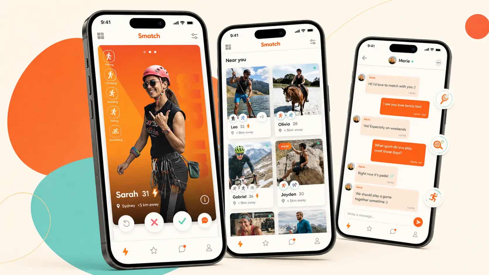 Smatch preview with two mobile sports matching screens