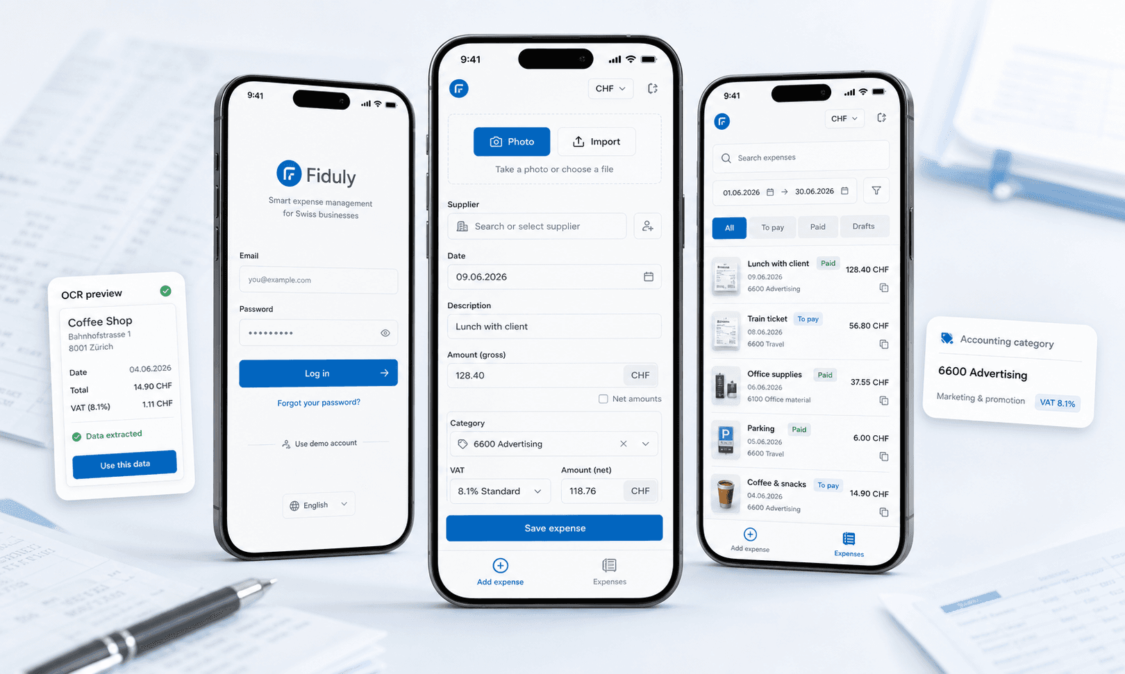 Fiduly: Mobile PWA zur Vereinfachung der Erfassung von Auslagen und Schweizer Buchhaltungsabläufen
